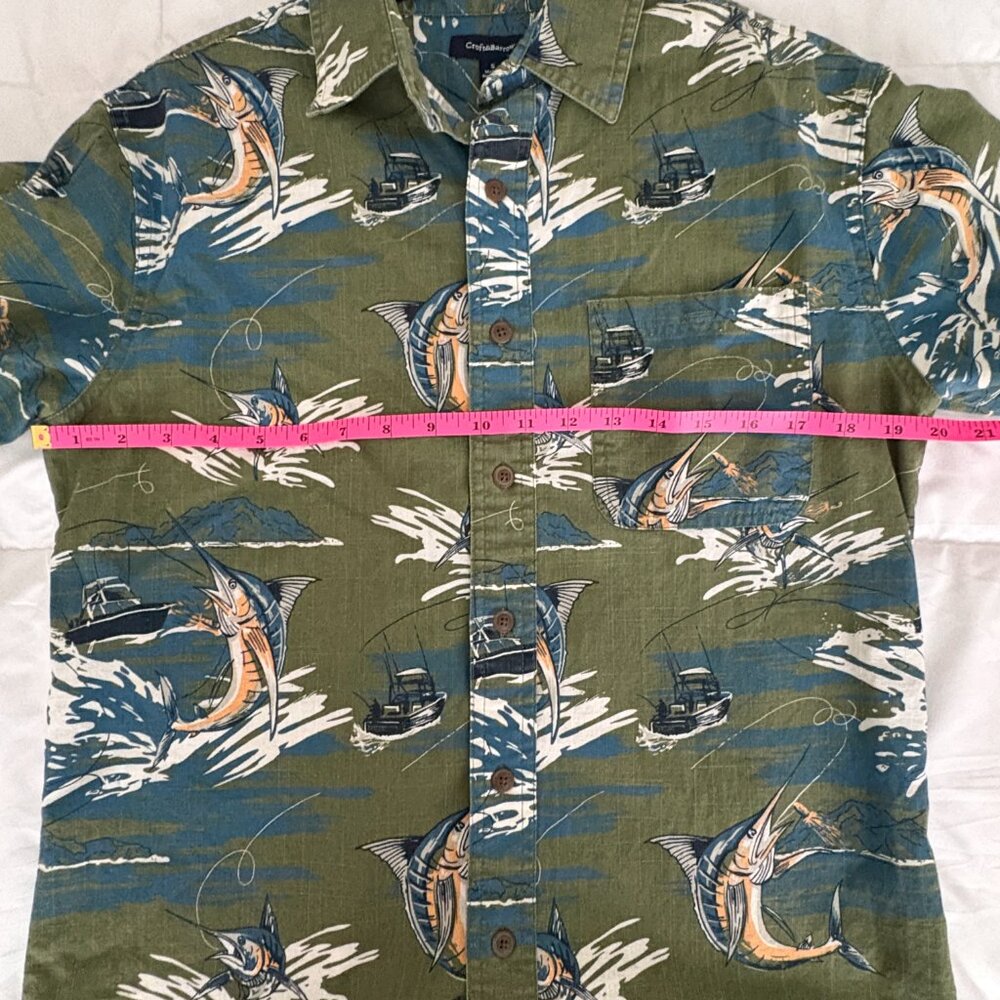 CROFT & BARROW Men’s Short-Sleeve Shirt 100% Cotton Billfish & Boats Size Small - Picture 4 of 6